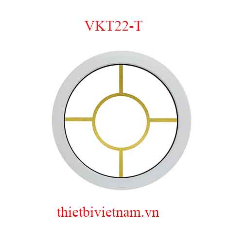 Vách kính VKT22-T nhựa uPVC trắng hoa văn tròn vàng