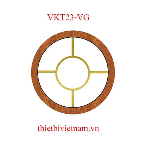 Vách kính VKT23-VG nhôm vân gỗ hoa văn tròn vàng
