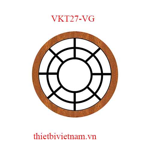 Vách kính VKT27-VG khung nhôm vân gỗ hoa văn tròn đen