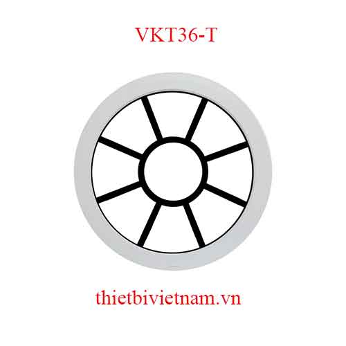 Vách kính VKT36-T nhựa uPVC trắng hoa văn tròn đen