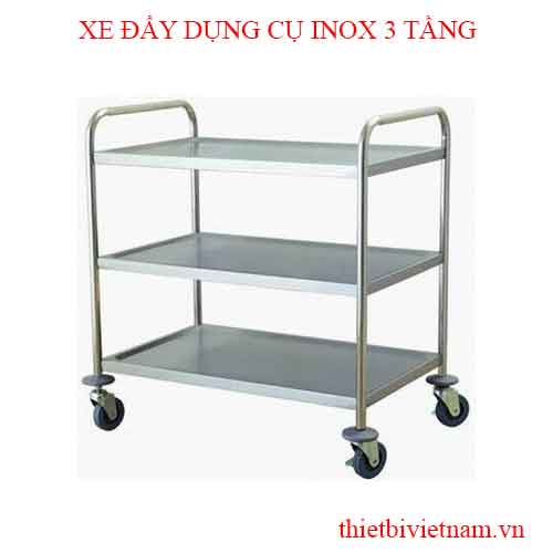 XE ĐẨY DỤNG CỤ INOX 3 TẦNG