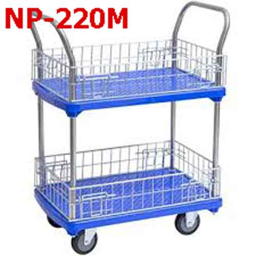Xe đẩy hàng sàn nhựa 2 tầng có lưới bảo vệ SUMO Thái Lan NP-220M