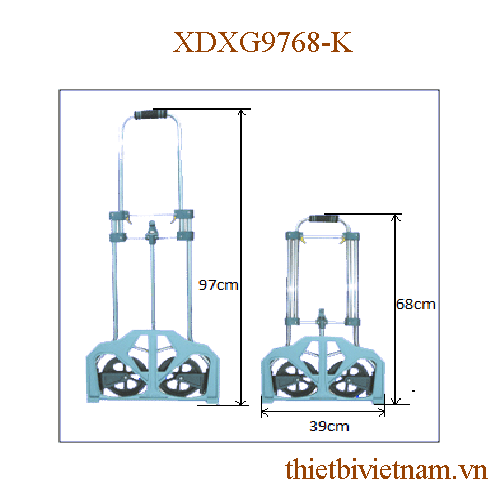 Xe đẩy xếp gọn [ngang 390mm, cao 680 -- 970mm] tải trọng 80kg XDXG9768-K